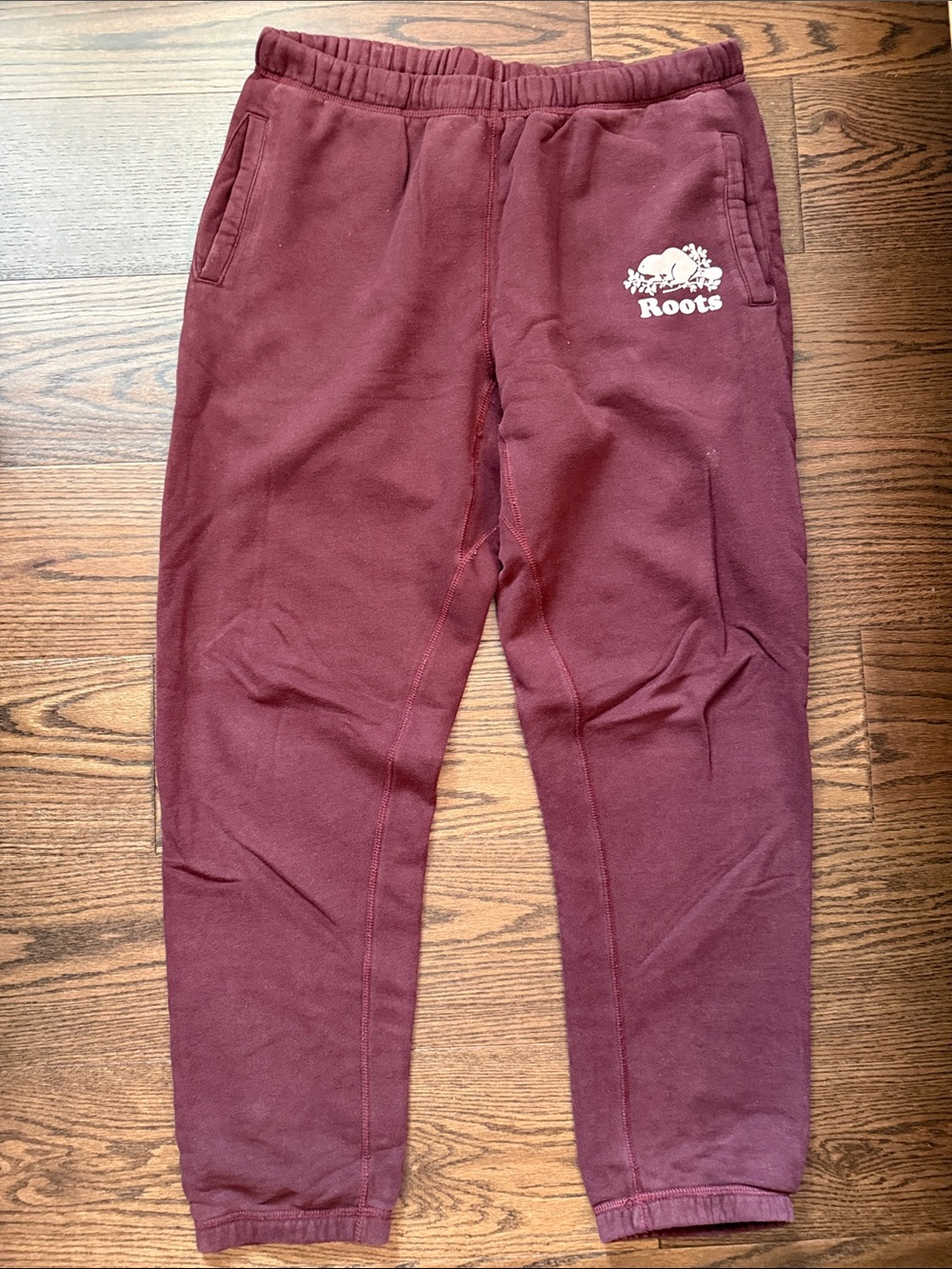 Roots Womens Burgundy Joggers with Logo